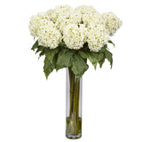 Hydrangea w/Cylinder Silk Flower Arrangement-Parc Decor