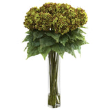 Hydrangea w/Cylinder Silk Flower Arrangement-Parc Decor