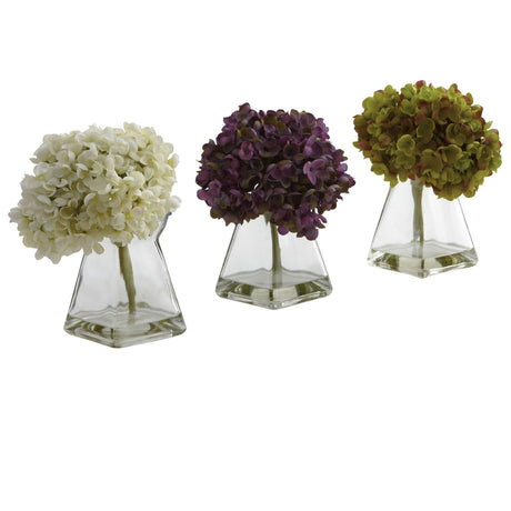 Hydrangea w/Vase (Set of 3)-Parc Decor