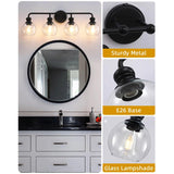 Irvine Black Modern Clear Glass 4-Light Vanity Light-Parc Decor