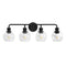 Irvine Black Modern Clear Glass 4-Light Vanity Light-Parc Decor