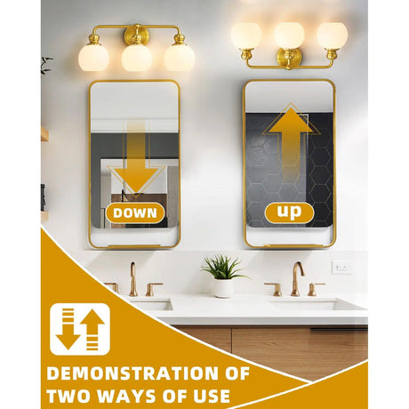 Irvine Gold Modern Frosted Glass 3-Light Vanity Light-Parc Decor