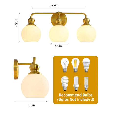 Irvine Gold Modern Frosted Glass 3-Light Vanity Light-Parc Decor