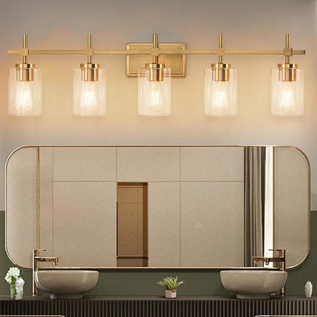 Jasper Modern Clear Glass 5-Light Bathroom Vanity Light-Parc Decor