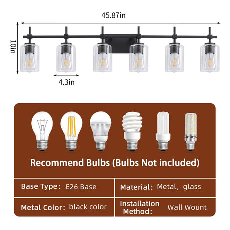 Jasper Modern Clear Glass 6-Light Bathroom Vanity Light-Parc Decor