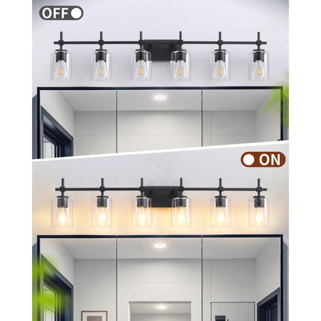 Jasper Modern Clear Glass 6-Light Bathroom Vanity Light-Parc Decor