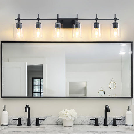 Jasper Modern Clear Glass 6-Light Bathroom Vanity Light-Parc Decor
