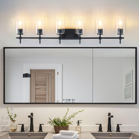 Jasper Modern Clear Glass 6-Light Bathroom Vanity Light-Parc Decor