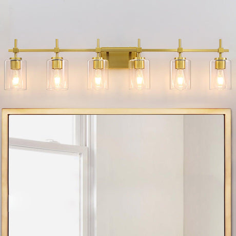 Jasper Modern Clear Glass 6-Light Bathroom Vanity Light-Parc Decor