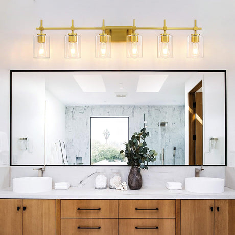 Jasper Modern Clear Glass 6-Light Bathroom Vanity Light-Parc Decor