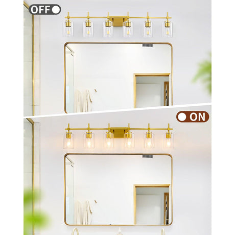 Jasper Modern Clear Glass 6-Light Bathroom Vanity Light-Parc Decor