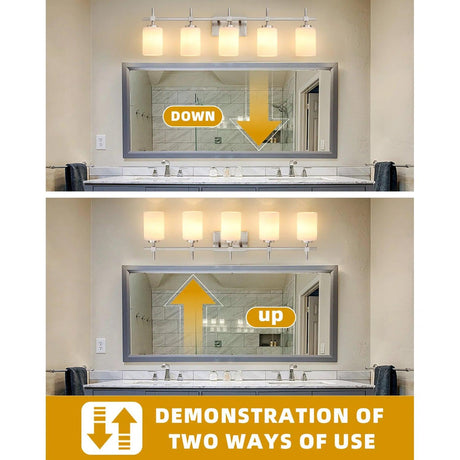 Jasper Modern Frosted Glass 5-Light Bathroom Linear Vanity Light-Parc Decor