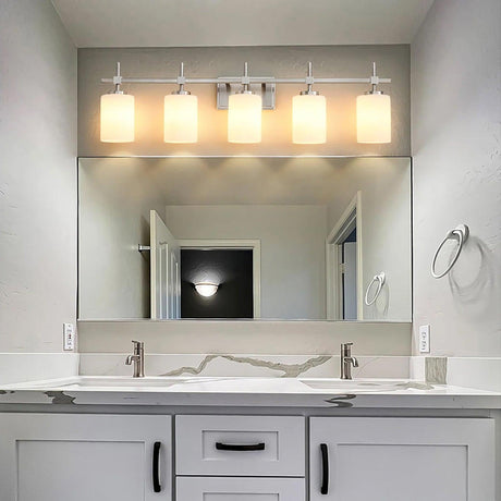 Jasper Modern Frosted Glass 5-Light Bathroom Linear Vanity Light-Parc Decor
