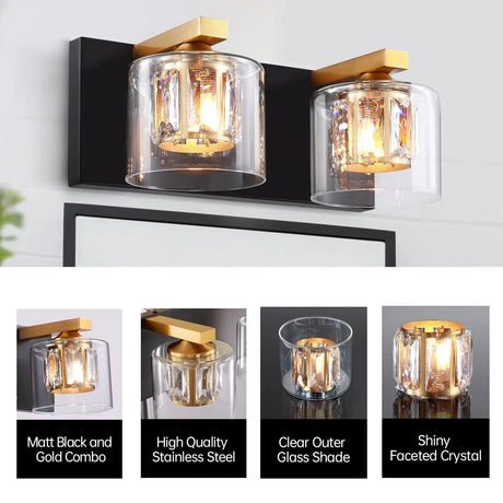 Kolt Chrome Modern 2-Light Bathroom Vanity Light-Parc Decor