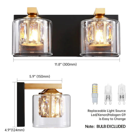 Kolt Chrome Modern 2-Light Bathroom Vanity Light-Parc Decor