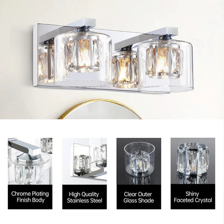 Kolt Chrome Modern 2-Light Bathroom Vanity Light-Parc Decor
