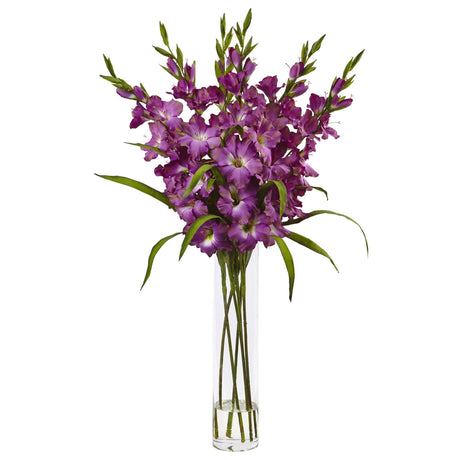 Large Gladiola w/Cylinder Vase Silk Arrangement-Parc Decor