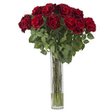 Large Rose Silk Flower Arrangement-Parc Decor