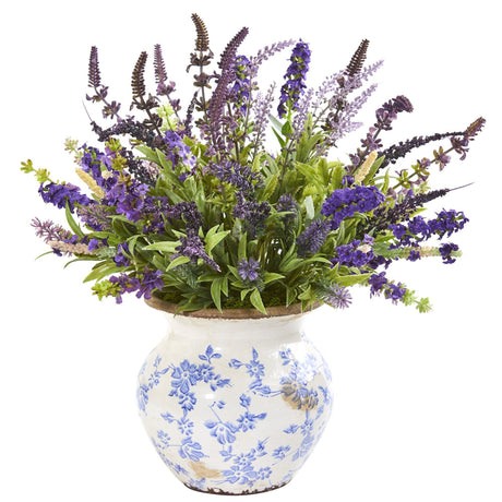 Lavender Artificial Arrangement in Floral Vase-Parc Decor