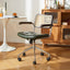 Lox Office Chair in olive green with cane back, dark wood arms, and chrome base with wheels.
