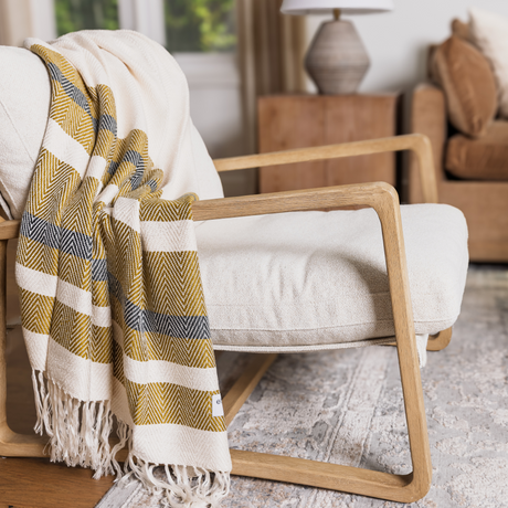 Luxe Bamboo Stripe Throw Blanket-Parc Decor
