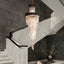 Medford Crystal Chandelier, black frame, tiered clear crystal rods, warm light, 50 x 150cm.