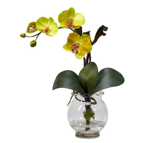 Mini Phalaenopsis w/Fluted Vase Silk Flower Arrangement-Parc Decor