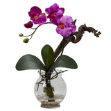 Mini Phalaenopsis w/Fluted Vase Silk Flower Arrangement-Parc Decor