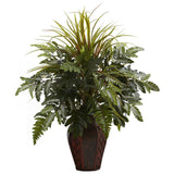 Mixed Grass & Fern w/Decorative Planter-Parc Decor