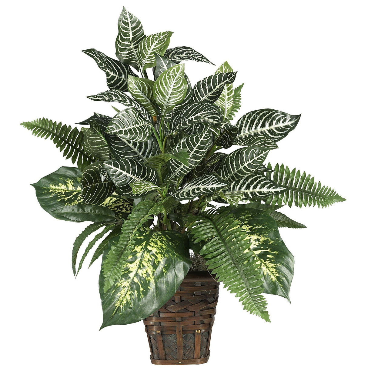 Mixed Greens Zebra w/Wicker Silk Plant-Parc Decor