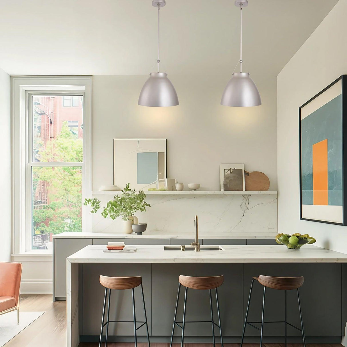 Modern 1-Light Metal Dimmable Island Pendant Light-Parc Decor