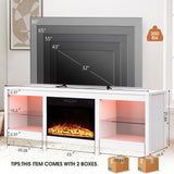 Modern 66" LED TV Stand with 23" Insert Electric Fireplace for Living Room-Parc Decor