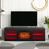 Modern 66" LED TV Stand with 23" Insert Electric Fireplace for Living Room-Parc Decor