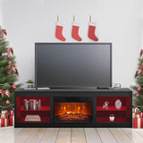 Modern 66" LED TV Stand with 23" Insert Electric Fireplace for Living Room-Parc Decor