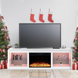 Modern 66" LED TV Stand with 23" Insert Electric Fireplace for Living Room-Parc Decor