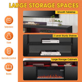 Modern 68" LED TV Stand with 36" Insert Opening Electric Fireplace for Living Room in Black or White-Parc Decor