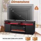 Modern 68" LED TV Stand with 36" Insert Opening Electric Fireplace for Living Room in Black or White-Parc Decor