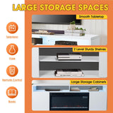 Modern 68" LED TV Stand with 36" Insert Opening Electric Fireplace for Living Room in Black or White-Parc Decor