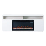 Modern 68" LED TV Stand with 36" Insert Opening Electric Fireplace for Living Room in Black or White-Parc Decor