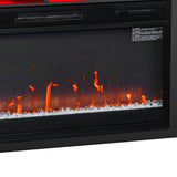 Modern 68" LED TV Stand with 36" Insert Opening Electric Fireplace for Living Room in Black or White-Parc Decor