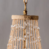 Modern Beaded Basket Weathered Wood 4-Light Chandelier-Parc Decor