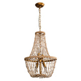 Modern Beaded Basket Weathered Wood 4-Light Chandelier-Parc Decor