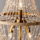 Modern Beaded Basket Weathered Wood 4-Light Chandelier-Parc Decor