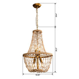 Modern Beaded Basket Weathered Wood 4-Light Chandelier-Parc Decor