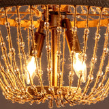 Modern Beaded Basket Weathered Wood 4-Light Chandelier-Parc Decor