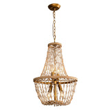 Modern Beaded Basket Weathered Wood 4-Light Chandelier-Parc Decor