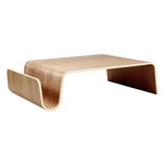 Montecito Coffee Table, light wood, bent plywood, modern curved design.