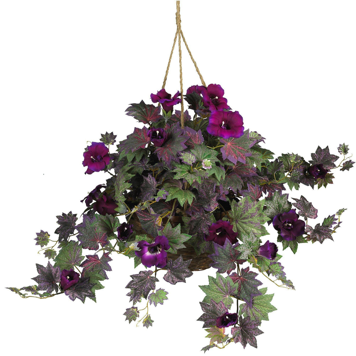Morning Glory Hanging Basket Silk Plant-Parc Decor