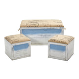 Ocean Breeze Storage Boxes, Bench and Seating Set (Set of 3)-Parc Decor