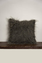 Organic Wool Pillow - Handwoven Brushed Wood Decorative Pillow